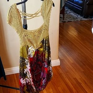 Bebe's Silk and Crochet Dress • S